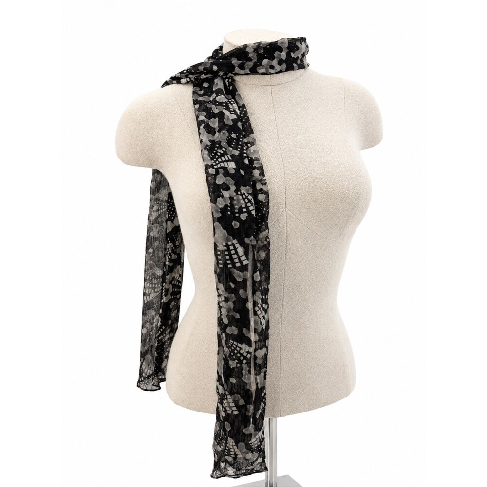 Unbranded Black Abstract Print Scarf Rectangle Sheer Accessory Classic